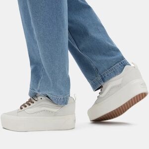 NWOB VANS Knu Stack 'Multi-Color Laces' Cream Suede Platform Women 10